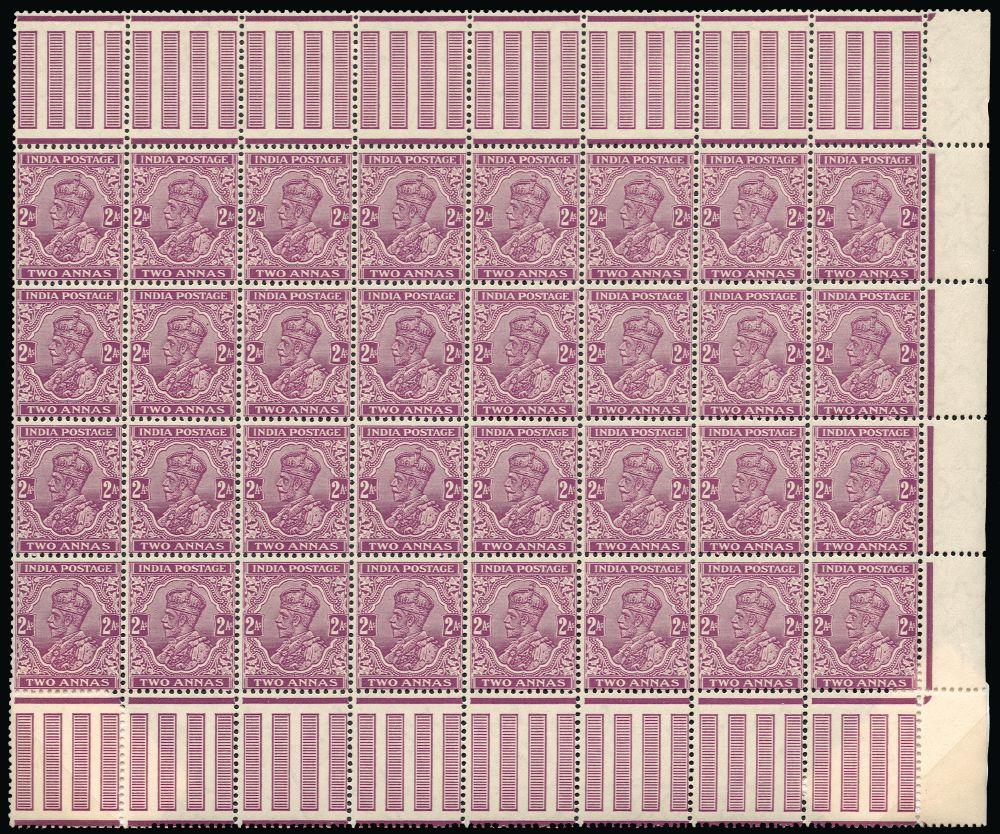 India 1926 Watermark multiple stars 2a bright purple 'INDIA POSTAGE' (type 59) SG205