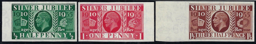 Great Britain 1935 ½d-1½d 'Silver Jubilee' (Type III, Watermark Upright) imprimaturs, SG 453/5var