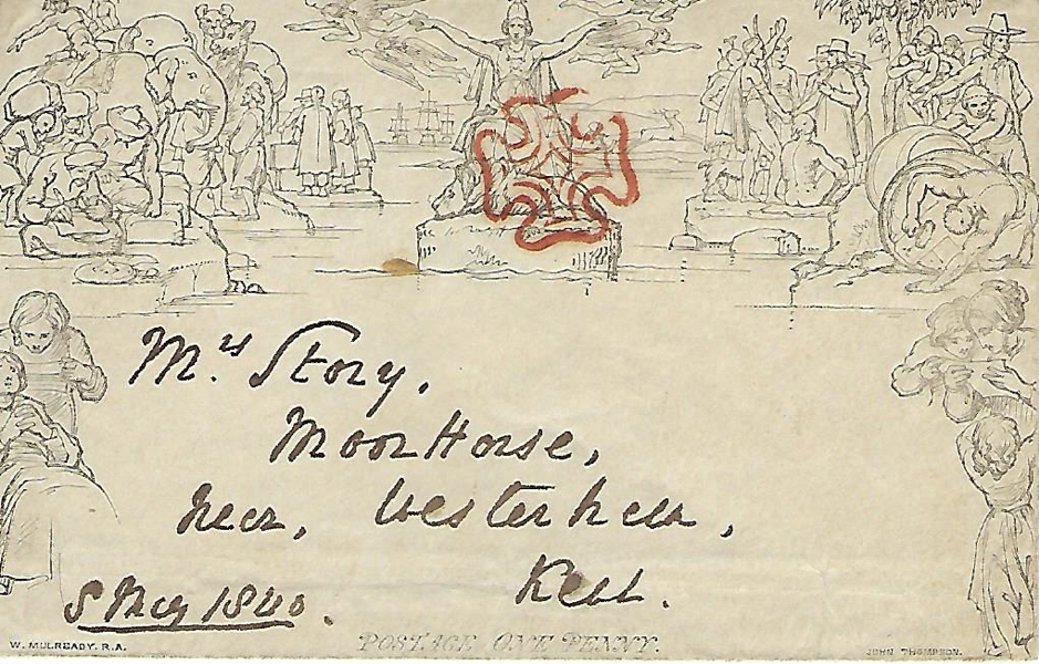 Great Britain May 1840 1d Mulready envelope, Stereo A144, ME2b