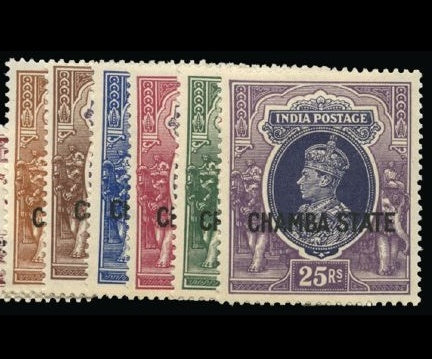 I.C.S. Chamba 1938 Mint "CHAMBA STATE" set of 18 to 25r SG82/99