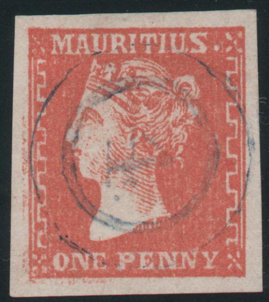 Mauritius 1859 1d Dull Vermilion, Used SG42