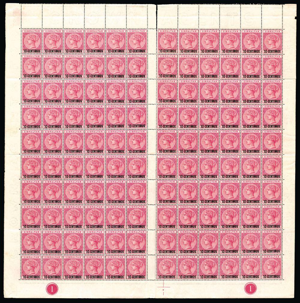 Gibraltar 1889 10c on 1d rose SG16