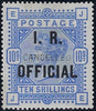 Great Britain 1890 10s Ultramarine (I.R. Official, white paper), SGO10var