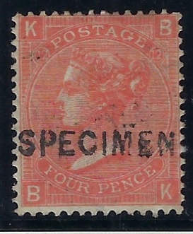 Great Britain 1869 4d Vermillion SG94s PL12