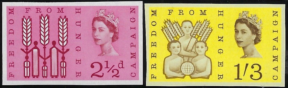 Great Britain 1963 2½d-1s3d Freedom from Hunger imprimaturs, SG634/5var