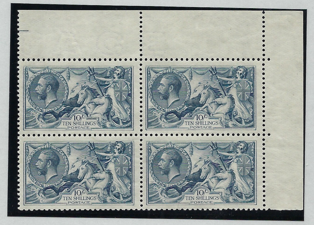 Great Britain 1919 10s Dull grey blue. Superb unmounted o.g.