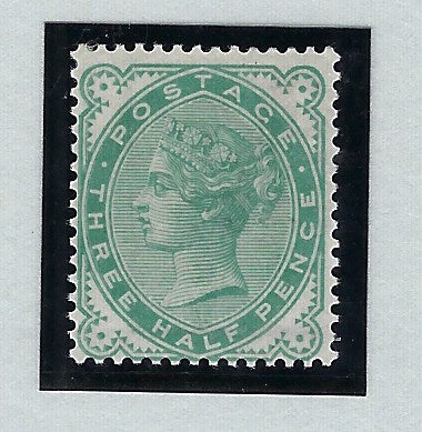Great Britain 1880 1 1/2d Blue-green colour trail. SG167var