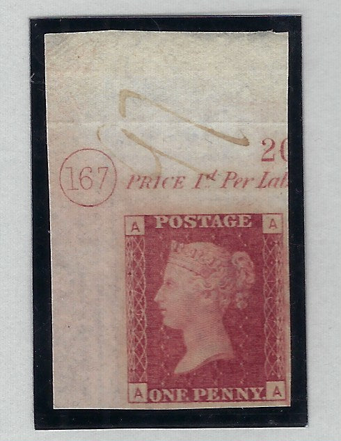 Great Britain 1872 1d rose red, plate 167, imprimatur, SG43var