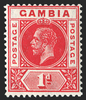 GAMBIA 1921-22 1d carmine-red variety, SG109x