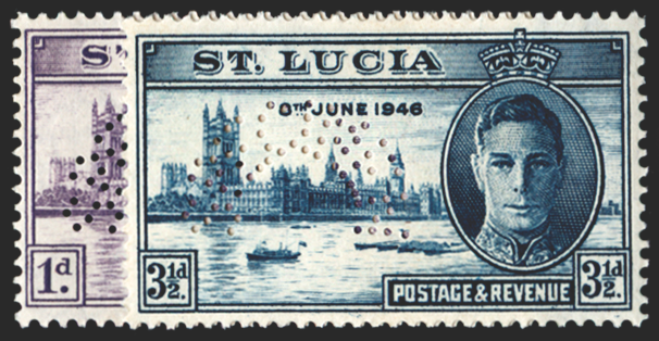 ST LUCIA 1946 Victory 1d and 3½d Specimens, SG142s/3s