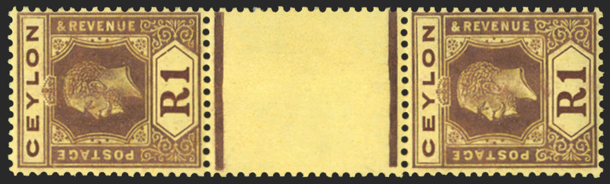 CEYLON 1921-32 1r purple/pale yellow, SG354b