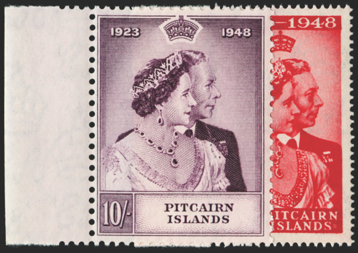 PITCAIRN ISLANDS 1949 Royal Silver Wedding 1½d and 10s, SG11/12