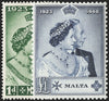 MALTA 1949 Royal Silver Wedding 1d green & £1 indigo, SG249/50