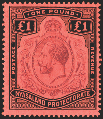 NYASALAND 1913-19 £1 purple and black/red variety, SG98c