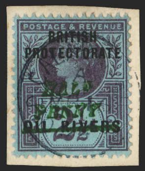 NIGER COAST 1893 ½d on 2½d purple/blue (USED), SG35