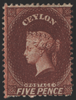 CEYLON 1862 5d lake-brown, SG40