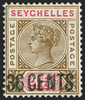 SEYCHELLES 1896 36c on 45c brown and carmine error, SG27a