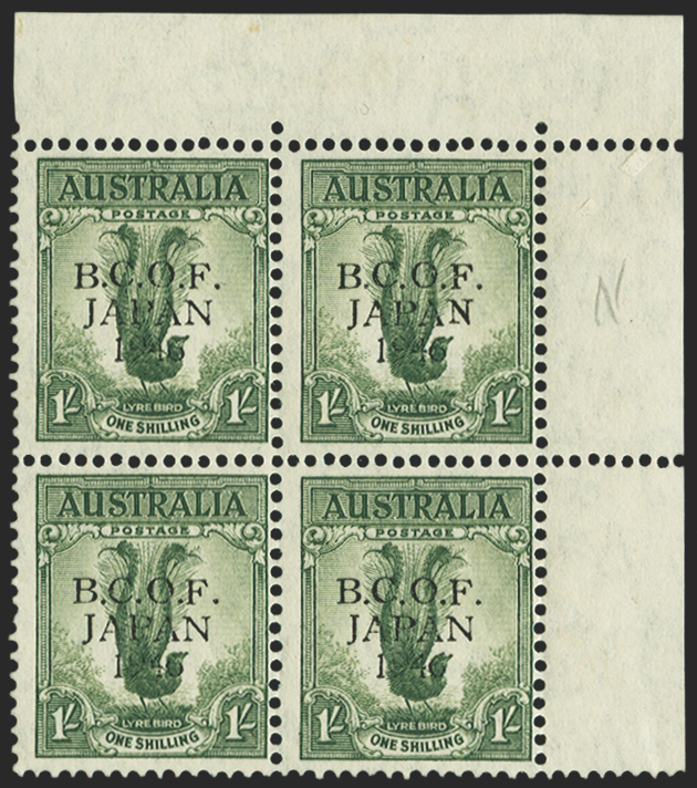 AUSTRALIA B.C.O.F. 1946-48 1s grey-green (UNUSED), SGJ5/c