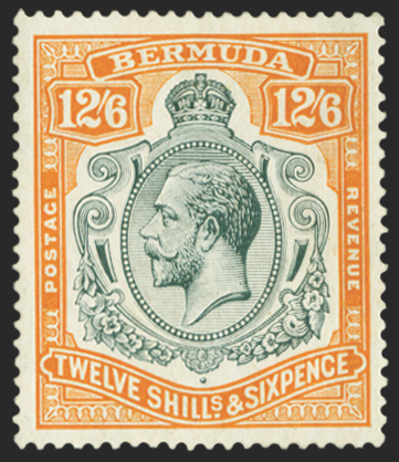 BERMUDA 1924-32 12s6d grey and orange (UNUSED), SG93b