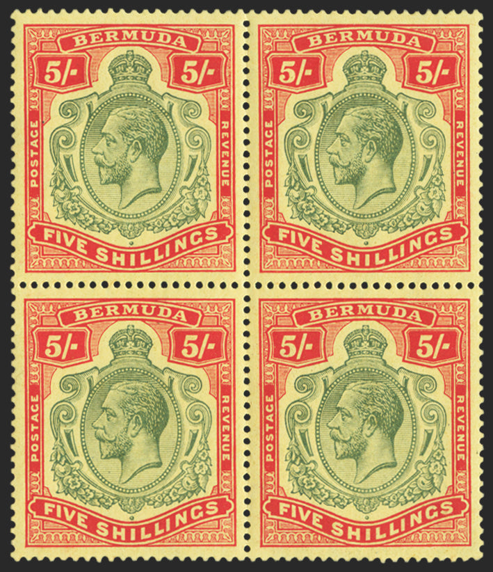 BERMUDA 1918-22 5s green and carmine-red/pale yellow, SG53d