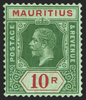 MAURITIUS 1913-22 10r green and red/emerald, SG204c