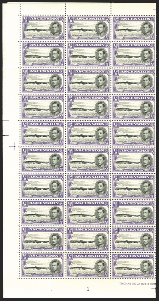 ASCENSION 1938-53 ½d black and violet variety, SG38b/ba/bb