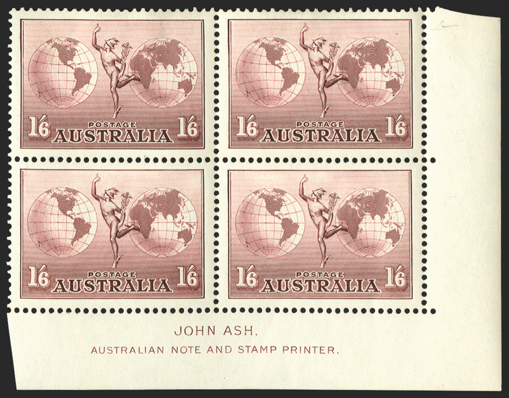AUSTRALIA 1934-48 Air 1s6d dull purple variety, SG153a/var