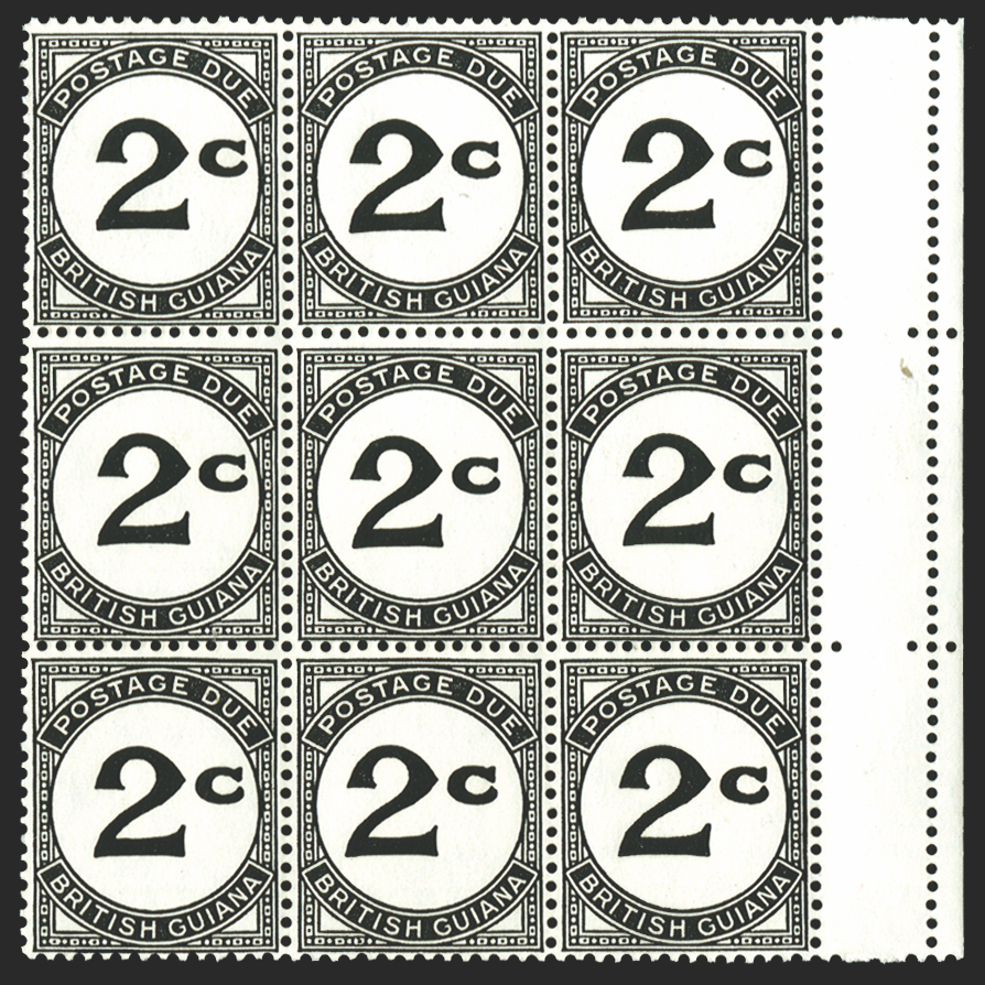 BRITISH GUIANA 1940-55 2c black Postage Dues, error, SGD2a/ab