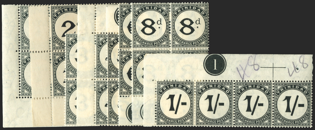 TRINIDAD & TOBAGO 1905-06 set of 8 to 1s, 1d to 8d Postage Dues, SGD10/17