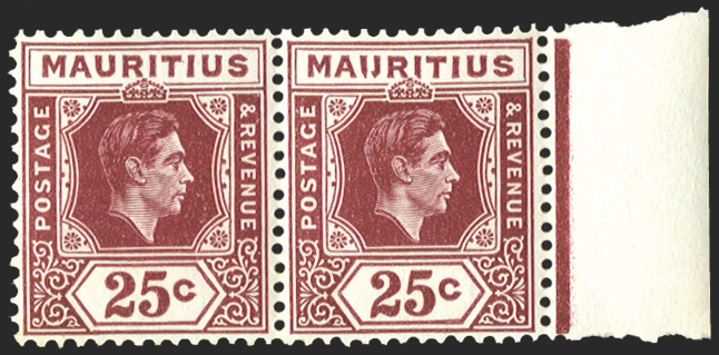 MAURITIUS 1938-49 25c brown-purple, SG259b/ba