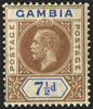 GAMBIA 1912-22 7½d brown and blue variety, SG95a