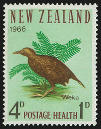 NEW ZEALAND 1966 Health 4d+1d "Weka Rail" variety, SG840w