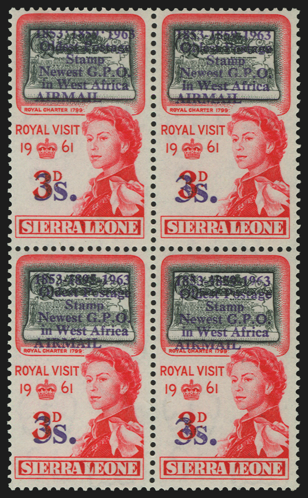 SIERRA LEONE 1963 Postal Commemoration 3s on 3d black and rose-red, error, SG282a