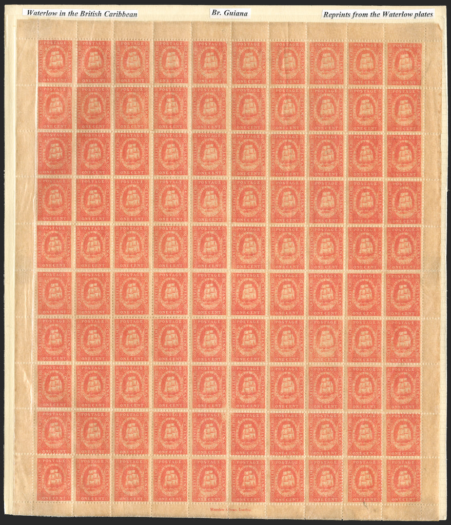 BRITISH GUIANA 1865 Waterlow reprints of the 1853 1c vermillion and 1853-55 4c pale blue, SG1120