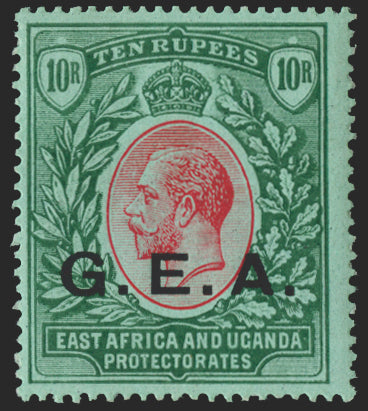 TANGANYIKA 1917-21 10r red and green/green 'G.E'A,', SG60