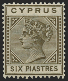 CYPRUS 1894 6pi olive-grey, SG36