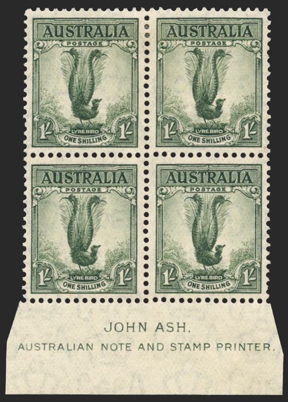 AUSTRALIA 1937-49 1s grey-green 'Lyrebird' (UNUSED), SG174