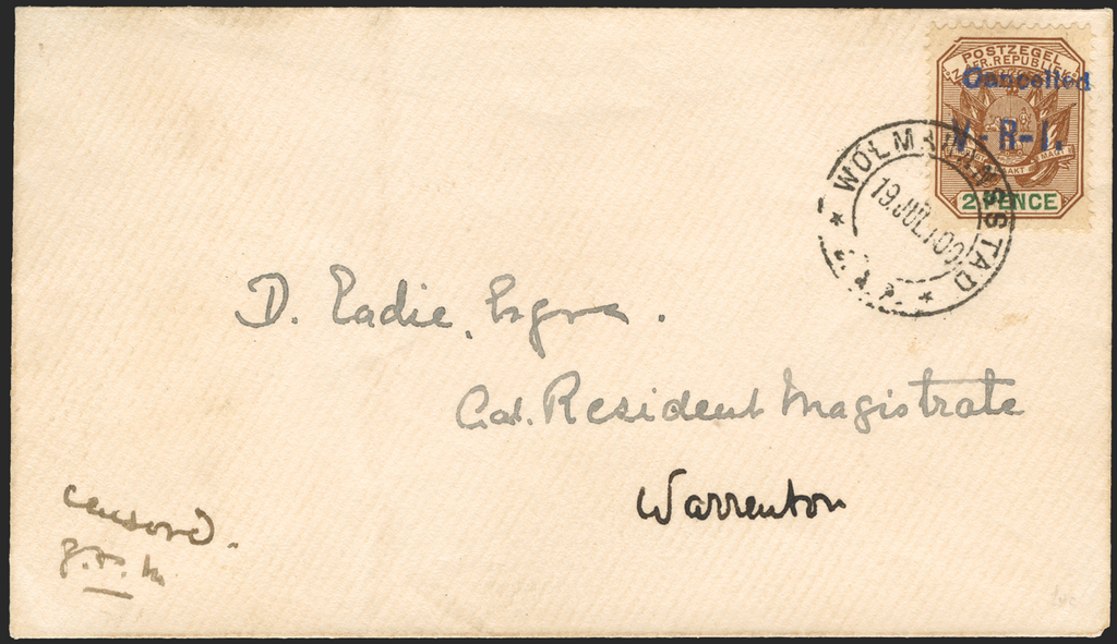 South Africa Transvaal Wolmaransstad 1900 Cover, SG3