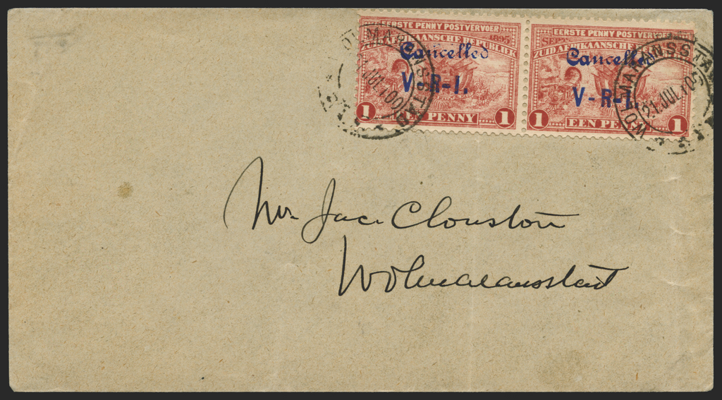 South Africa Transvaal Wolmaransstad 1900 cover, SG9