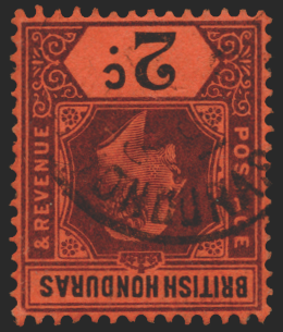BRITISH HONDURAS 1902-04 2c purple and black/red (USED), SG81w