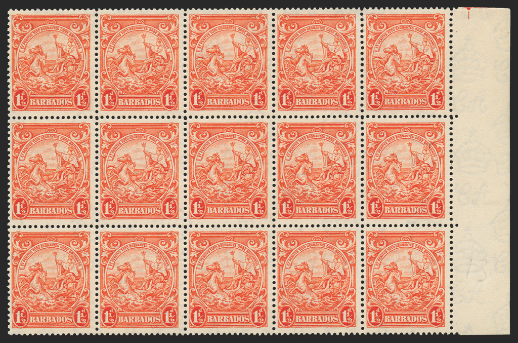 BARBADOS 1938-47 1½d orange variety, SG250/a