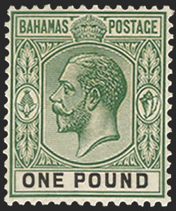 BAHAMAS 1921-37 £1 green and black (UNUSED), SG125