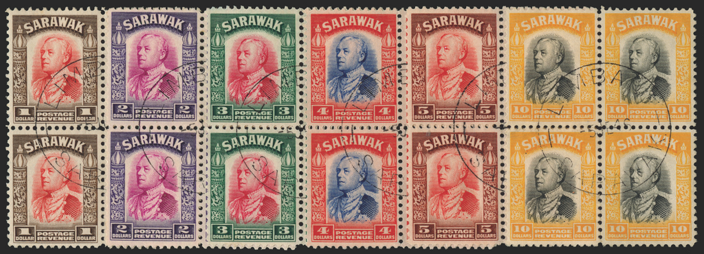 SARAWAK 1934-41 $1 to$10 six values, SG120/5
