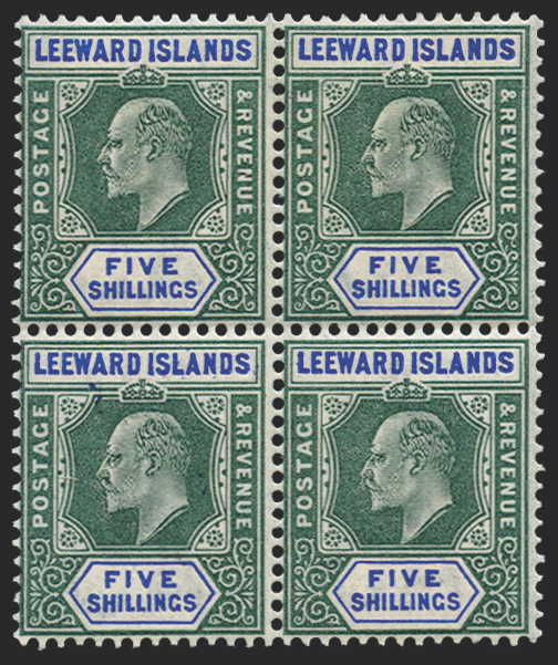 LEEWARD ISLANDS 1902 5s green and blue, SG28
