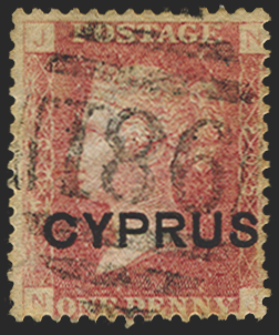 CYPRUS 1880 1d red, plate 208, SG2