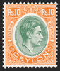 CEYLON 1952 10r dull green and yellow-orange Postal Fiscal, SGF1