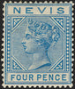 NEVIS 1882-90 4d blue, SG30