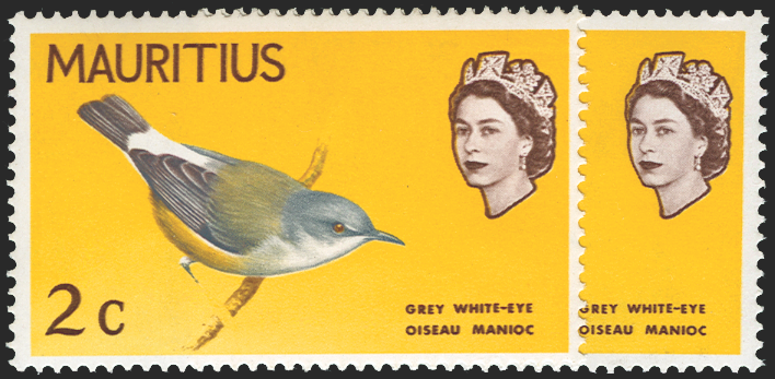 MAURITIUS 1965 Birds 2c lemon error, SG317a