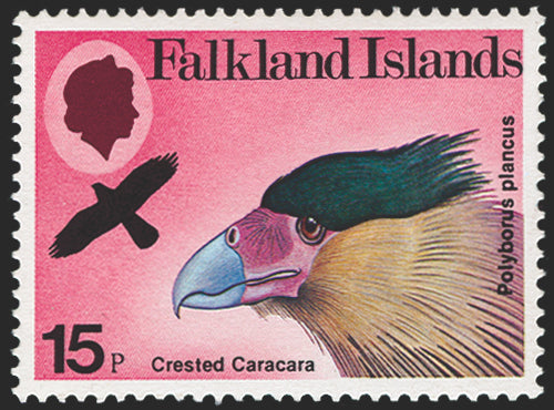 FALKLAND ISLANDS 1980 Birds of Prey 15p variety, SG386w