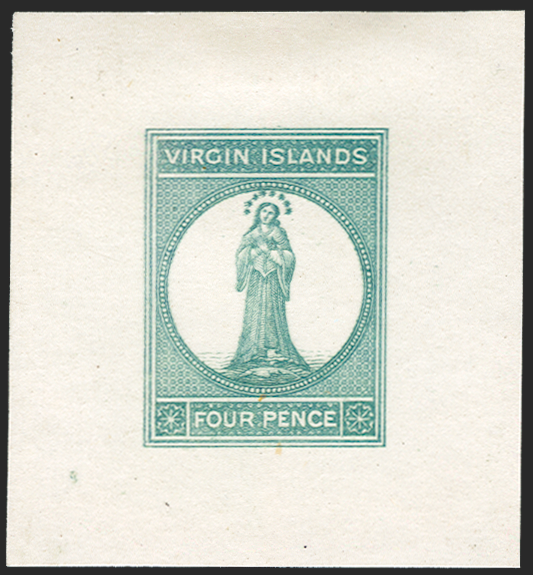 VIRGIN ISLANDS 1867-70 4d engraved die proof in green, SG15